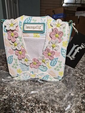 Loungefly Tropical Shirt Lei Crossbody Bag - Pink, White, Teal, Yellow
